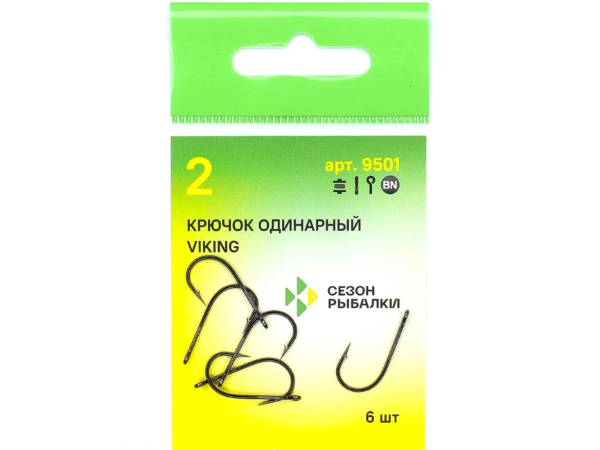 Крючок "Сезон Рыбалки" VIKING № 10 с ушком, покрытие BN (9 шт) фото 3