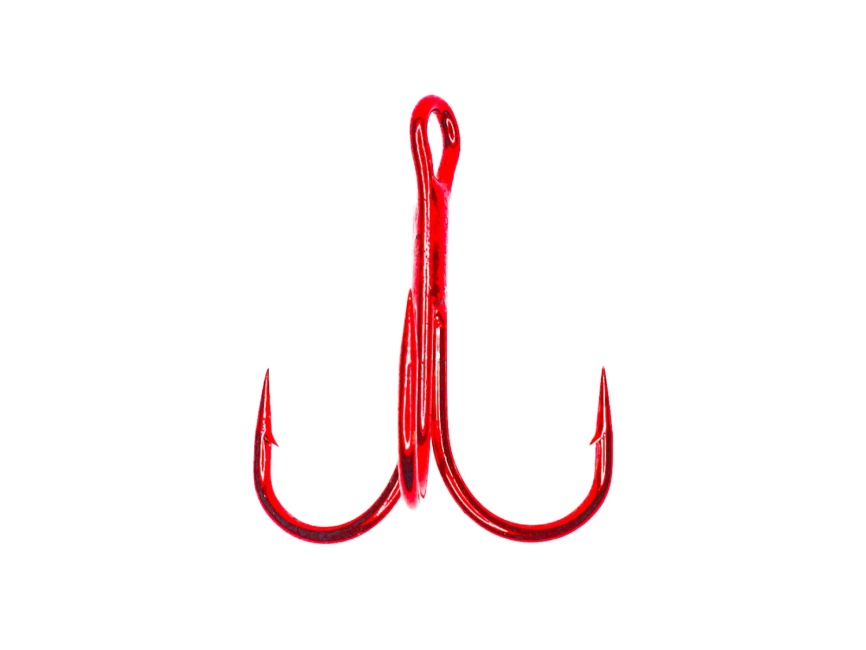 Крючок ТРОЙНОЙ с круглым поддевом, №1, покрытие RED (уп. 6 шт.) фото 1