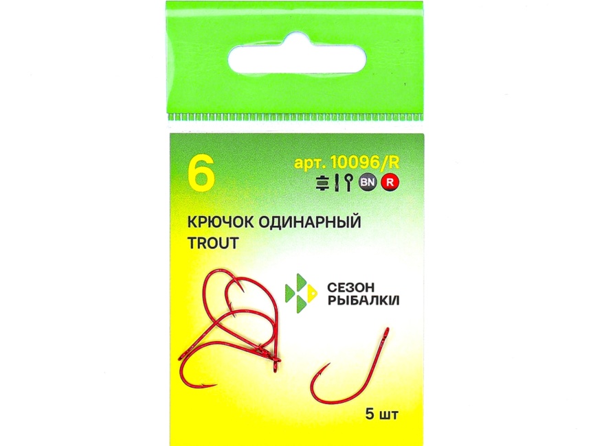 Крючок "Сезон Рыбалки" TROUT с БОЛЬШИМ ухом №6 RED (5 шт) фото 3