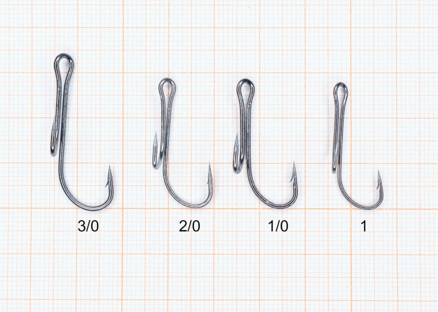 Крючок ДВОЙНОЙ "Живцовый" разноуровневый НЕПАЯНЫЙ, №1/0, покрытие BN (8 шт.) фото 2