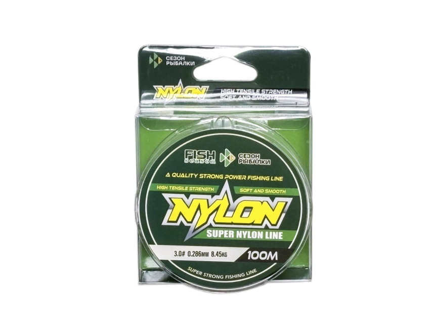 Леска монофильная Fish Season, "Nylon" прозрачная, 100 м, 0.2#, 0.074 мм, 0,70 кг фото 1